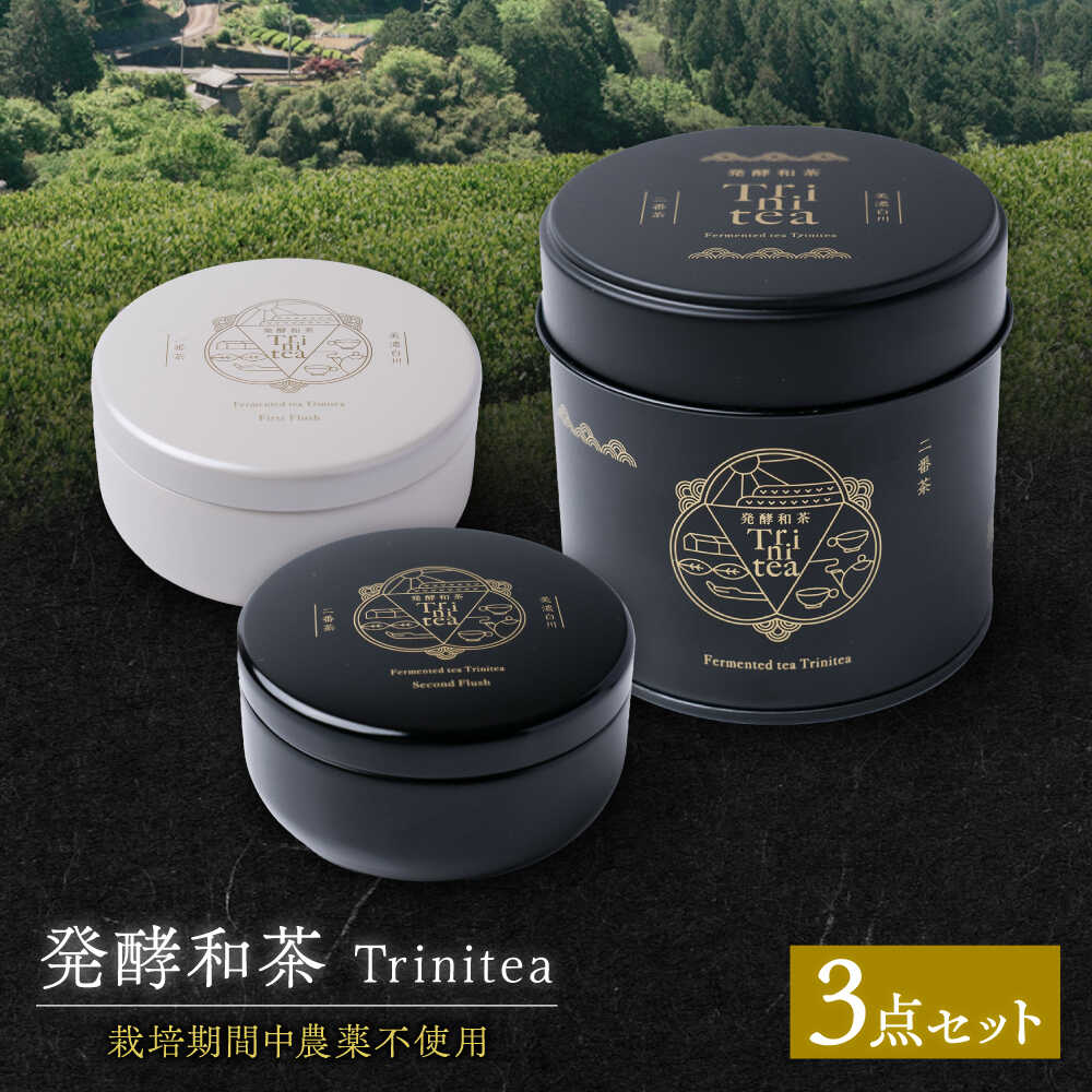 【ふるさと納税】発酵和茶 Trinitea 3点セット （一番茶ティーバッグ缶、二番茶ティーバッグ缶、二番茶茶葉缶） 和紅茶 紅茶 ティーバッグ セット ギフト 白川町 / ヨリスグリ[AWBV001]