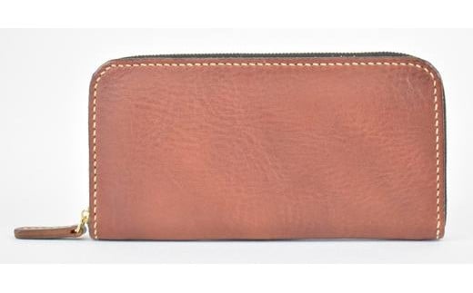 栃木レザー使用｜やわらか本革Lジップ長財布｜Round zip wallet 02｜チョコ｜minca（全6色）