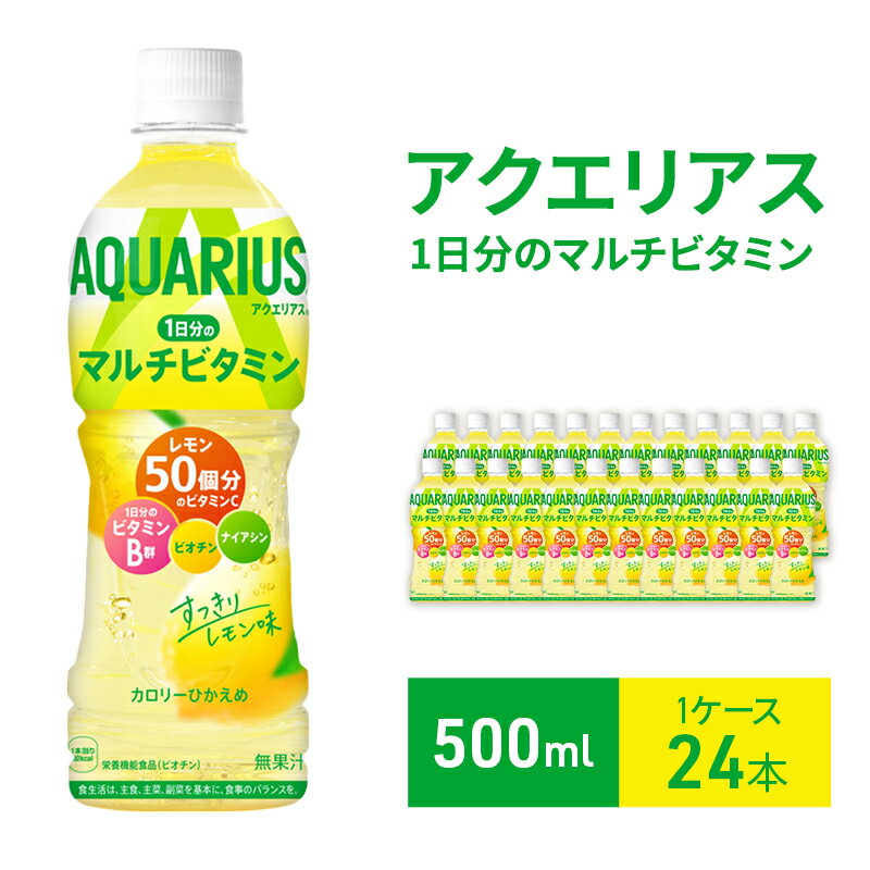 【ふるさと納税】アクエリアス 1日分のマルチビタミン 500ml 1ケース 24本 ドリンク 飲み物 飲料 水分 水分補給 レモン ミネラル クエン酸 ビタミン ビタミンC ビタミンB群 健康 健康サポート ペットボトル 箱買い 箱 ケース 兵庫 兵庫県 明石 明石市