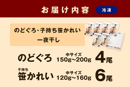 山陰浜田で創業40年大秀商店の「のどぐろ（中）と子持ち笹かれいの干物」魚介類 魚貝類 魚介 魚 セット 加工品 一夜干し 干物 干もの のどぐろ 子持ち笹かれい 笹かれい 【038_1957】