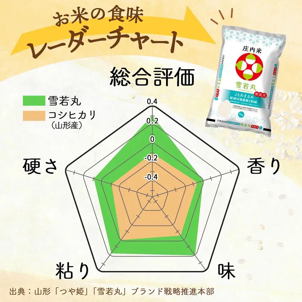 【定期便】＜令和8年産＞雪若丸 無洗米 5kg×1袋×6ヶ月 毎月 5kg 山形県庄内町産 余目産 庄内米 ブランド米 米 お米の定期便 粒立ち しっかり食感 粘り 控えめ 硬め 食べ応え抜群 ごはん