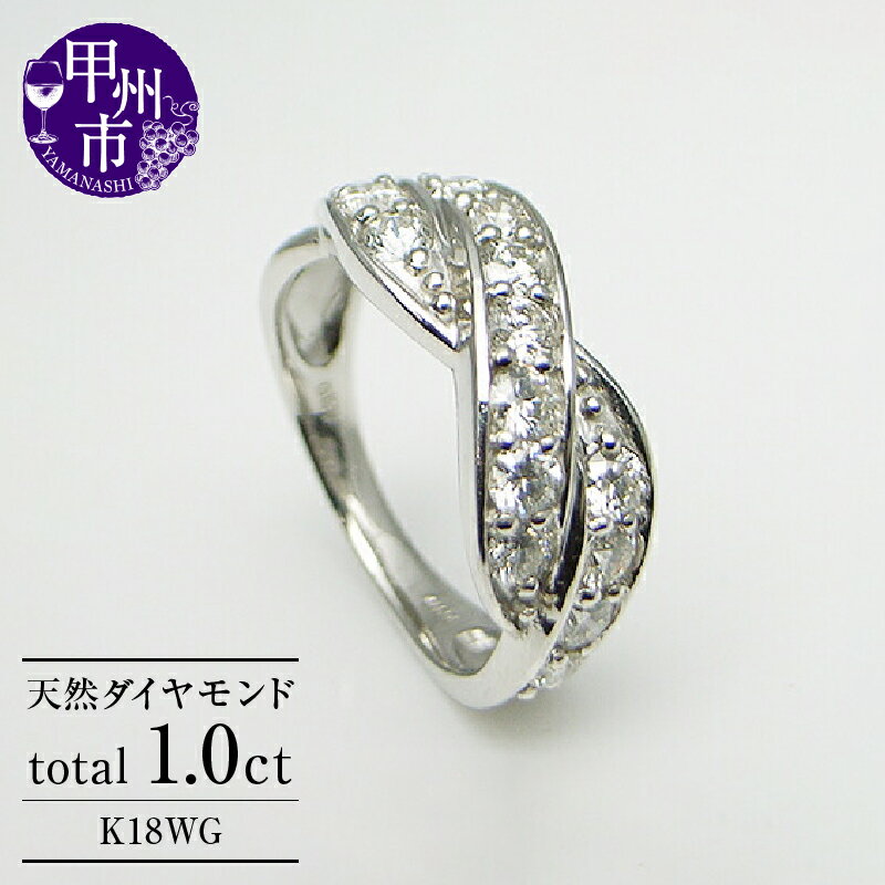 【ふるさと納税】 リング 指輪 ジュエリー レディース ファッション アクセサリー WG K18 天然 ダイヤ 1.0ct ゴールド クロス SIクラス ダイヤモンド 1カラット 15石 天然石 18金 ホワイト プレゼント ギフト 品質保証書付 r-12 (KRP) 【Q02-1410】