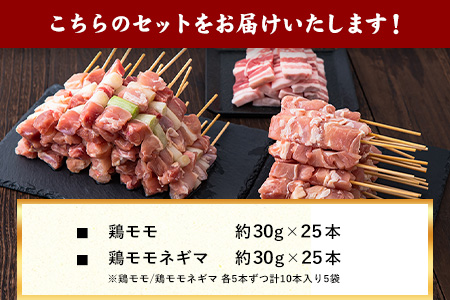 期間限定 九州産焼き鳥2種セット串60本1800g（10本入×6パック）《90日以内に出荷予定(土日祝除く)》熊本県 葦北郡 津奈木町 ナンキューフーズ株式会社 焼鳥 鶏肉 鶏モモ ネギマ