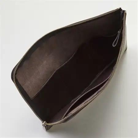 【申込受付後 生産】ジャパンレザー　本革クラッチバッグ(ダークブラウン)　本格牛革使用【1444695】