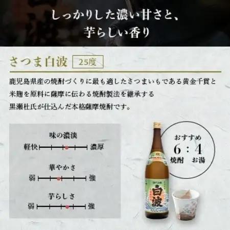 【毎月定期便】さつま白波＆黒白波900ml　各2パックセット全3回【配送不可地域：離島】【4088735】