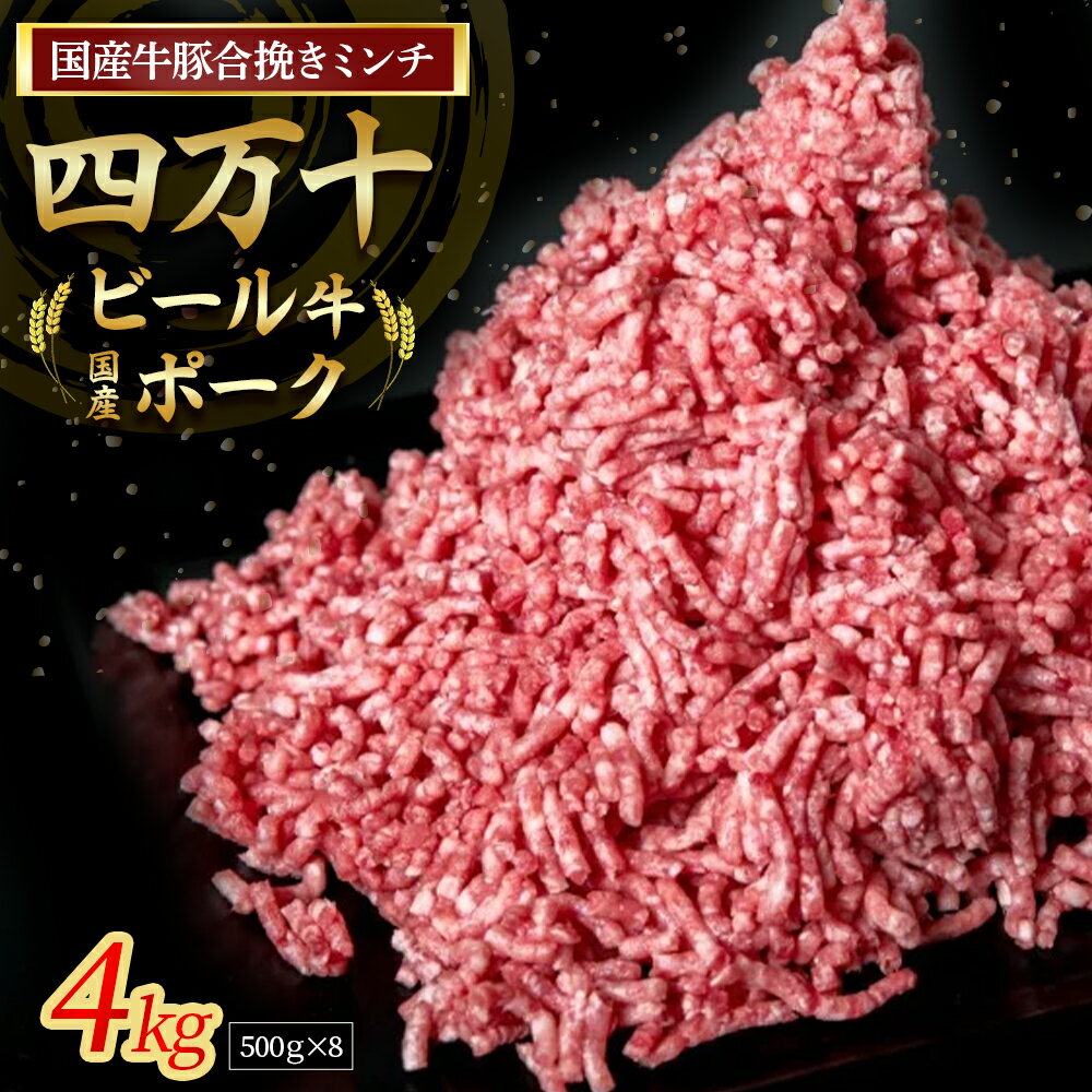 【ふるさと納税】【数量限定】国産の牛肉と豚肉をミンチした合挽肉 4kg（500g×8パック）Asz-Z46 国産 牛肉 豚肉 ミンチ 合挽肉 合いびき肉 冷凍 ハンバーグ 四万十ビール牛 四万十ポーク