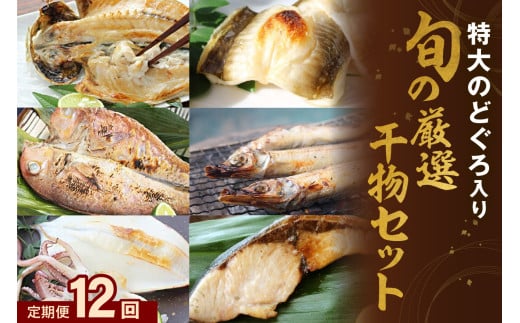 【定期便】旬の厳選干物セット12回コース（特大のどぐろ入）魚本来の旨味に出会う渾身干物 定期便 魚介類 魚貝類 お楽しみ定期便 一夜干し 干物 干もの のどぐろ アカムツ 【019_1944】