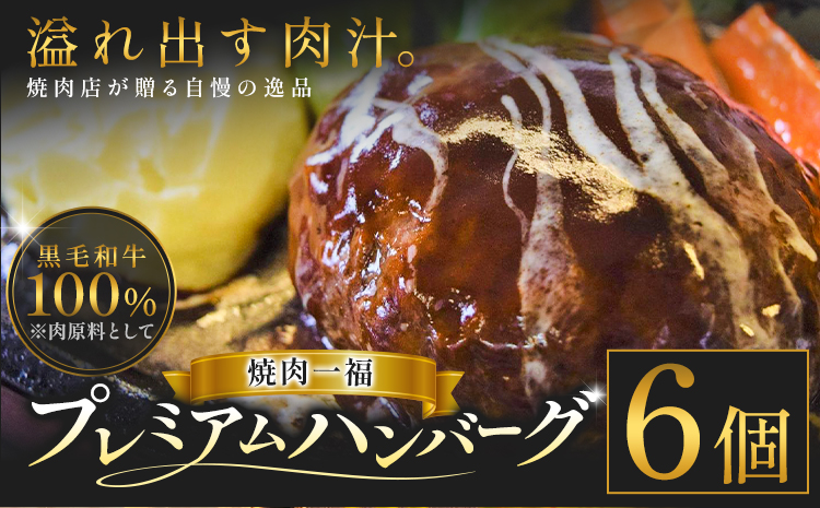 プレミアム ハンバーグ 6個 焼肉一福《60日以内に出荷予定(土日祝除く)》黒毛和牛 和牛 国産 冷凍 個包装 ジューシー 肉汁 贅沢 晩ごはん 惣菜 おかず デミグラスソース