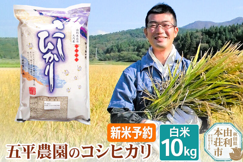 《令和8年産 新米受付》【白米】コシヒカリ 10kg 秋田県産 五平農園のコシヒカリ《12月上旬～12月下旬発送予定》 [コシヒカリ 新米受付 米 お米 こめ 白米 精米 ブランド米 ご飯 ごはん お