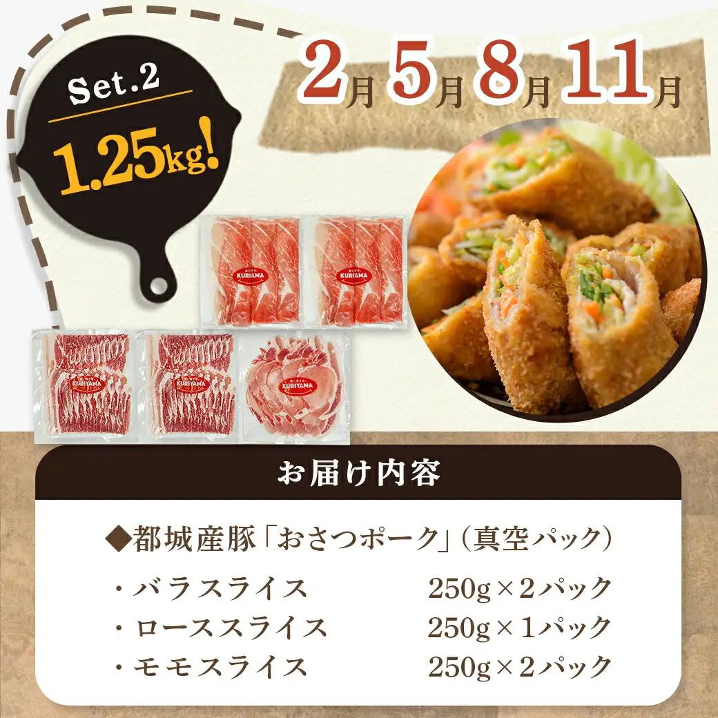 ≪3回連続お届け≫「おさつポーク」バラエティ定期便〔T33-3-1401〕_(都城市) 豚肉 都城産豚 おさつポーク 真空 冷凍 3回連続 定期便