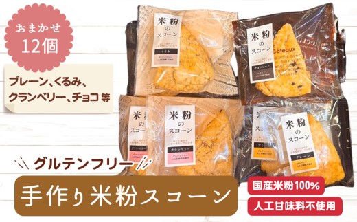 グルテンフリー　手作り米粉スコーン　おまかせ12個　詰め合わせ ／ パン 米粉 おやつ 朝食 ティータイム 国産米粉100％ 手作り セット 愛知県 No.510