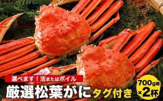 
                  764.【選べます！活またはボイル】【2027年1月～2027年3月発送】 特撰 松葉がに【ブランドタグ付き】（700g超×2杯）【松葉ガニ 松葉蟹 松葉かに 蟹 かに 山陰 特大 大きい 活 ボイル タグ付き 鳥取県産 鳥取県 北栄町 おすすめ 人気 新鮮】
                