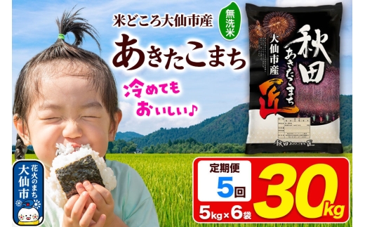 《定期便5ヶ月》米 あきたこまち【無洗米】30kg（5kg×6袋）秋田県大仙市産 精米 令和7年産 [通算18回 特A 秋田県産 あきたこまち アキタコマチ 秋田こまち 秋田小町 コメ kome 米どころ 5 キロ 小分け ご飯 ごはん 無洗米 サンファーム西木 大仙市]