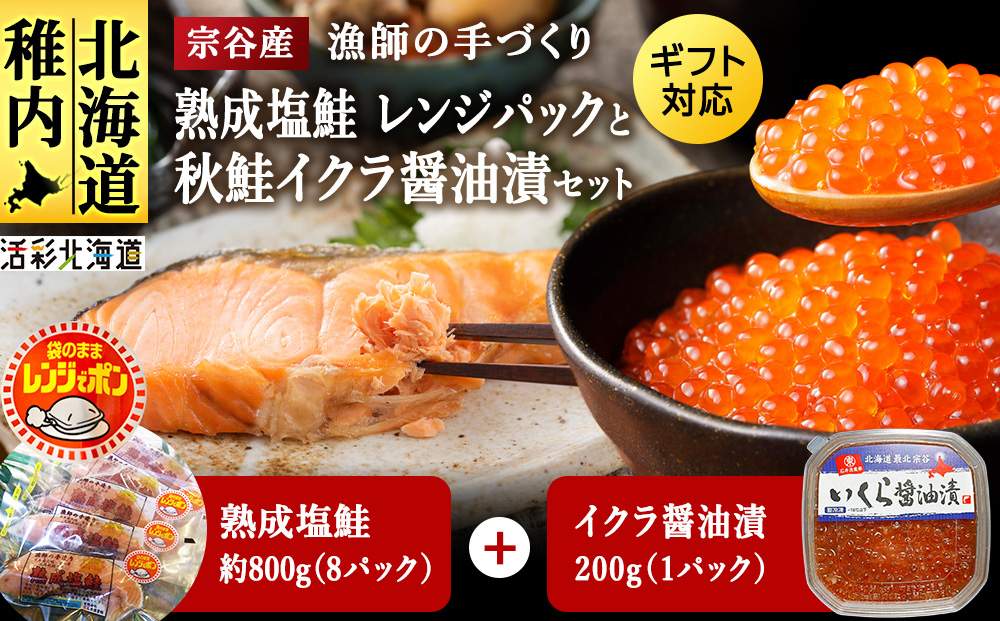 熟成塩鮭レンジパックといくら醤油漬けのセット