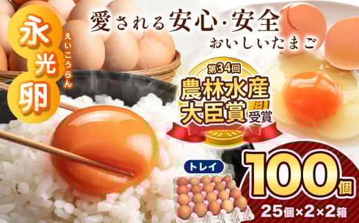 ＼ 2週間以内 に発送 ／ メディア紹介多数！ 永光卵 【 100個 】 卵 たまご トレイ | スピード発送 送料無料 えいこうらん 光永ファーム みつなが 安心 安全 おいしい卵 卵かけごはん プリン ゆうパック 君津市 きみつ 千葉県 すぐ届く