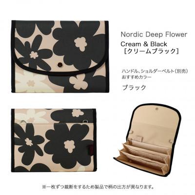 ふるさと納税 島原市 マルチケース(ジャバラタイプ)北欧フラワー クリームブラック Lサイズ |  | 01