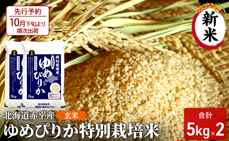 【先行予約2024年産米・10月下旬より順次出荷】玄米 北海道赤平産 ゆめぴりか 10kg (5kg×2袋) 特別栽培米 米 北海道