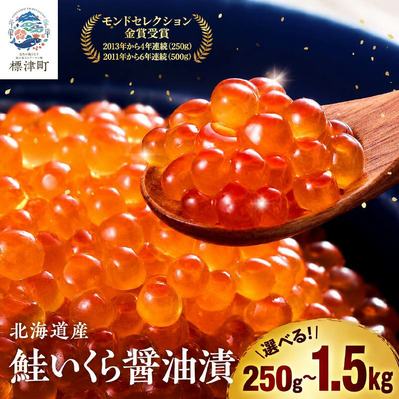 【ふるさと納税】 金賞 選べる 北海道産 いくら 醤油漬 ( 250g~1.5kg ) 定期便あり イクラ 小分け 国産 人気 おすすめ さけ サケ 鮭 鮭いくら 鮭イクラ いくら醤油漬 醤油漬け 醤油いくら ふるさと納税 いくら いくら北海道 魚卵 北海道 標津町 【配送不可地域：離島】