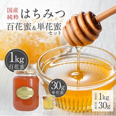 ふるさと納税 可児市 Honey farm Mel『国産純粋はちみつ』百花蜜1kgと単花蜜30g