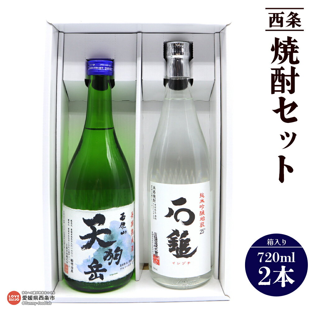 【ふるさと納税】＜西条 焼酎セット 720ml×2本 箱入り＞ お酒 酒 アルコール 米焼酎 詰合せ 詰め合わせ 石鎚 天狗岳 銘酒 晩酌 愛媛県 西条市 【常温】『翌月末までに順次出荷予定』