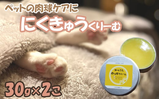 みつろう肉球クリーム（30g×2個）【犬 猫 ドッグ キャット ペット ペット用品 ペットケア 肉球ケア 国産 安心 愛猫 愛猫家 メンテナンス ケアグッズ お手入れ 飼育 蜂蜜 みつろう プレゼント ギフト 鳥取県 日吉津村】