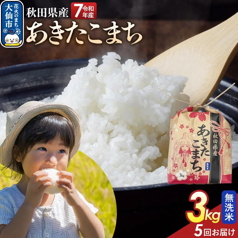 《定期便5ヶ月》あきたこまち【無洗米】3kg 秋田県産 令和7年産 こまちライン 秋田県 大仙市産