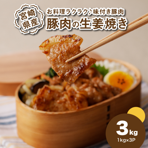 簡単調理 宮崎県産豚肉の生姜焼き 1kg×3_K16_0153_1