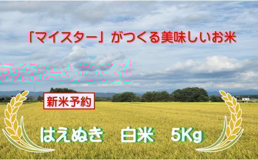 マイスターがつくる　はえぬき　白米　5kg (飯豊町産)【新米予約】