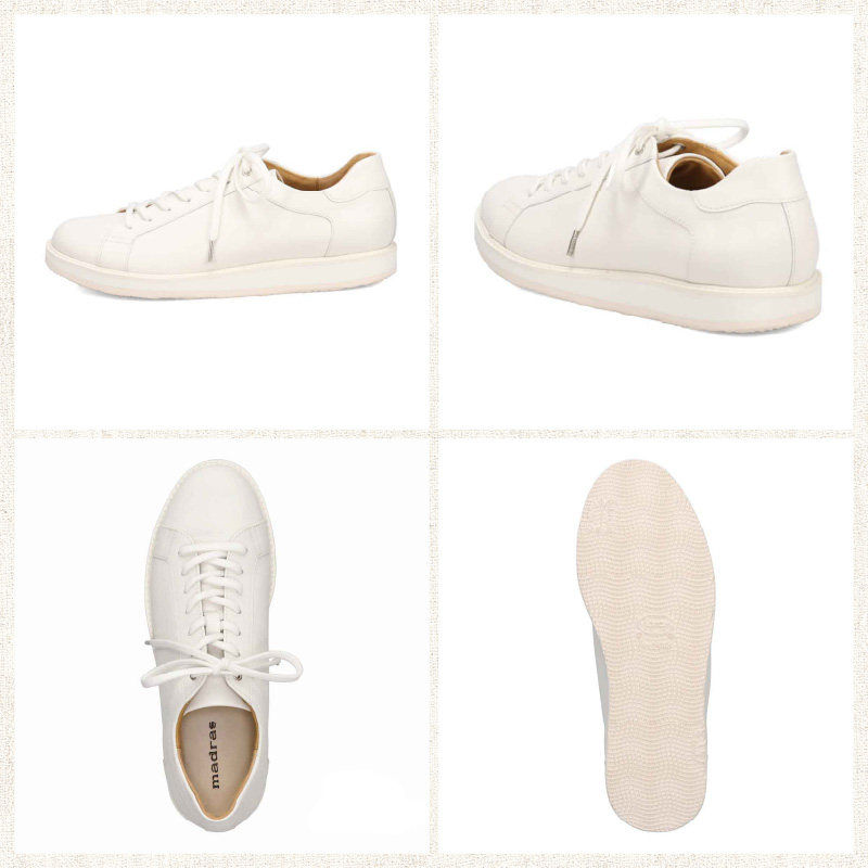 100周年マドラス 浅草ハンドメイド婦人靴 MAL0034　レザースニーカー (サイズ：22.5cm、カラー：ホワイト)