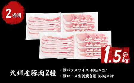 【ふるなび限定】【定期便全2回】九州産豚肉の日常使い定期便(2ヵ月連続・計3.75kg)  九州産 豚 豚肉 肉 国産 小分け 真空包装 冷凍 FN-Limited-SP t0025-001
