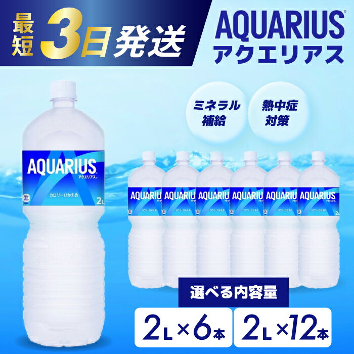【ふるさと納税】アクエリアス PET 2L×6本(6本×1ケース) 2L×12本(6本×2ケース) 最短3日で発送 スポーツドリンク スポーツ飲料 清涼飲料水 水分補給 ペットボトル 箱買い まとめ買い 014019-r