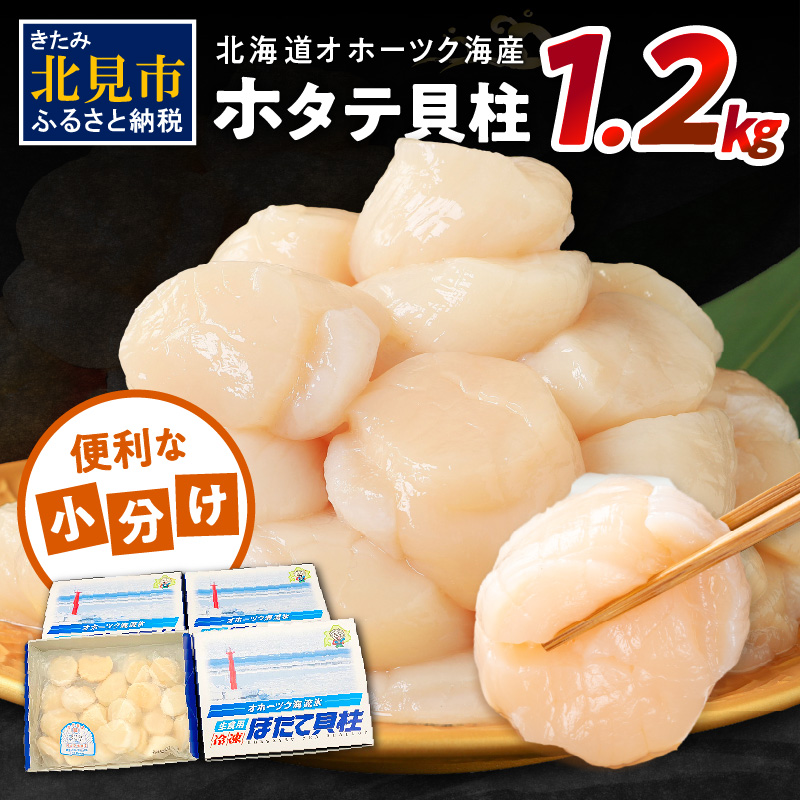 北海道オホーツク海産 ホタテ貝柱 1.2kg 生食用 ( 海鮮 魚介 魚介類 貝 ほたて 刺身 貝柱 海鮮丼 贈答 ギフト 小分け 帆立貝柱 人気 ふるさと納税 ホタテ )【037-0004-2024