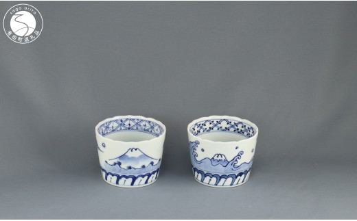 有田焼 富士・二景 そばちょこ 2個 セット（雲富士・波富士 / 2個）【よう楽庵・たかすオリジナル】蕎麦 そば 猪口 食器 器 富士山 富士 波 なみ 染付 うつわ 手描き 手づくり 電子レンジOK 3.5万円 35000円 35000円 3.5万円 A35-609