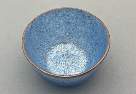 【夏・諏訪湖面の紺色】総銀張七宝 『酒杯』 小 ／ 《受注生産》 贈り物 ギフト 酒器 ガラス 冷酒 盃 工芸品 おちょこ グラス【87-02SM】