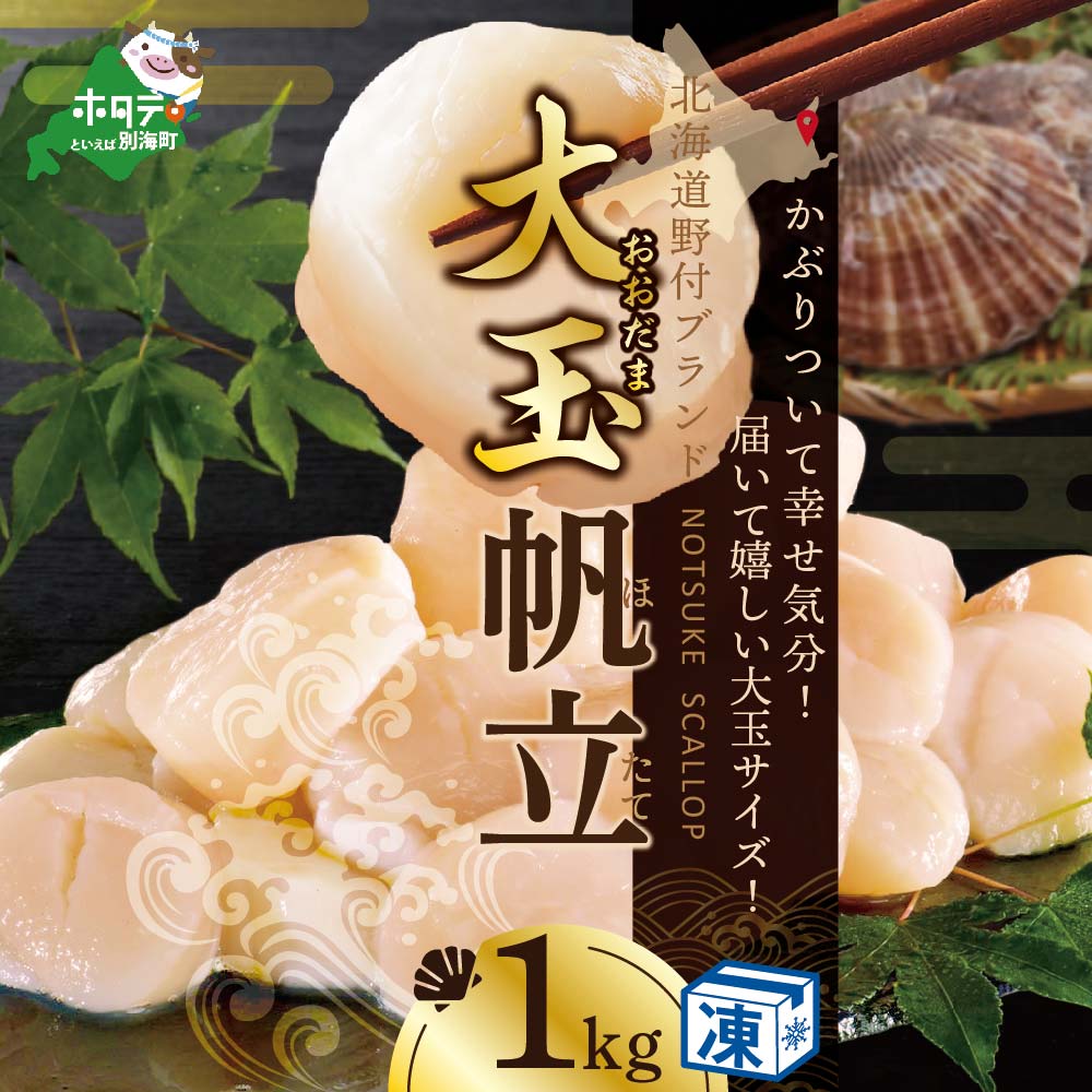 ホタテ の中の ほたて 野付の 帆立 を知り尽くす 野付漁協自ら加工だから 旨さ 訳あり ホタテ 産直 送料無料 ｢野付産 冷凍 ホタテ 1kg 大玉 ｣ ( ホタテ ほたて 帆立 ほたて貝柱 ホタテ貝柱 帆立貝柱 貝柱 国産 玉冷 ) 【NK000NGT1】