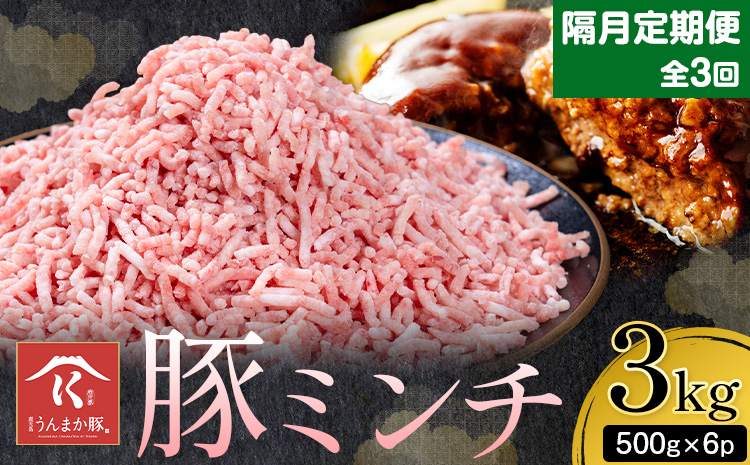 【隔月定期便3回】鹿児島 うんまか 豚ミンチ 計3kg (500g×6P) 株式会社寺師《お申し込みの翌月から出荷》鹿児島県 さつま町 豚肉 ミンチ 肉---stm-trs-20-ev2mo3---