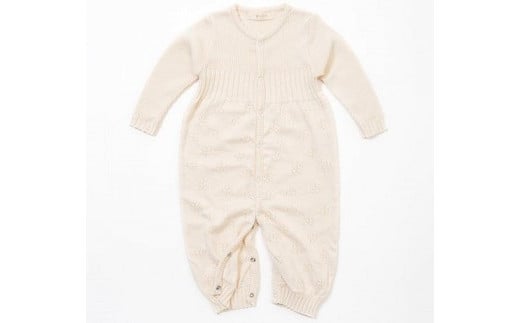 【ナチュラル】クローバー柄 2WAYオール CO-Ｗ42【7営業日程度で発送】| ベビー ベビー服 赤ちゃん 新生児～ 1歳前後 服 ツーウェイオール  スナップ留め ドレス型 パンツ オーガニック 綿 日本製