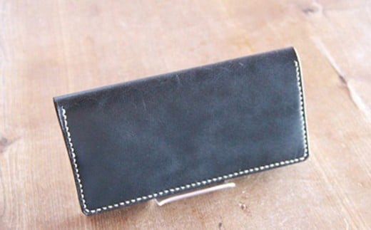 
手作りレザーの長財布(ブラック)　YS01【1088777】
