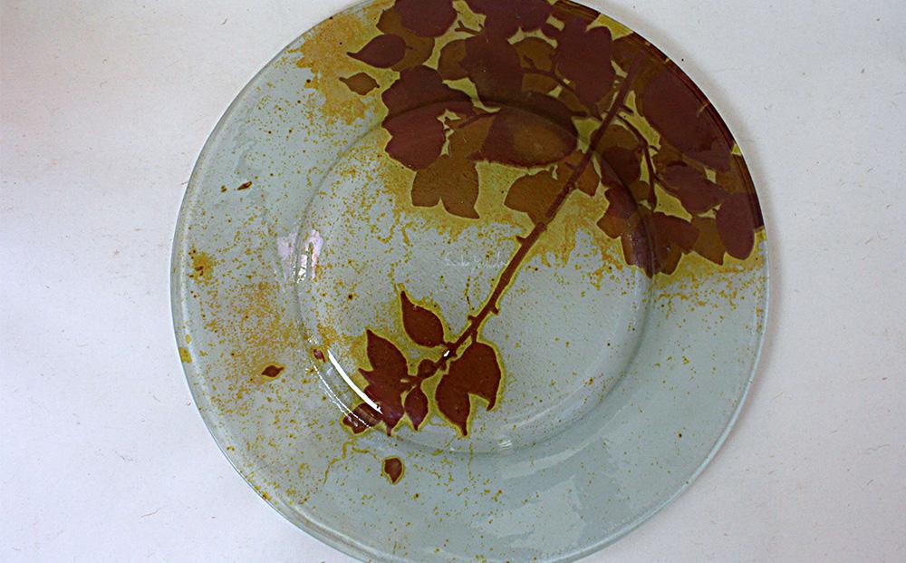 皿 つづるガラスアート ブーゲンビリア −HAKU− 吉田栄美子 ｜ 特大大皿 × 1枚