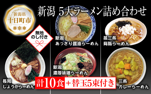 あっさり醤油 燕三条背脂 長岡しょうが 濃厚味噌 三条カレーらーめん 計10食  替え玉  乾麺 詰め合わせ 無地熨斗 しょうゆ みそ 備蓄 お取り寄せ ギフト のし 熨斗 松代そば善屋 新潟県 十日町市