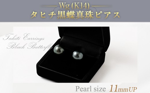 Wg（K14）タヒチ黒蝶真珠ピアス 11mmUP 真珠 ピアス ジュエリー タヒチ ギフト プレゼント アクセサリー 記念日