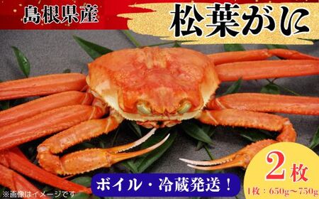 松葉ガニ650g～750g（2枚入り）合計1300g以上【タグ付き ブランド ズワイガニ ボイル 姿 1匹 冷蔵 島根県 国産 おすすめ 美味しい 高級】 