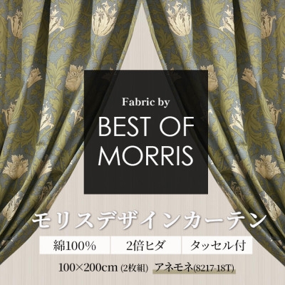 
厚地カーテン アネモネ(18T) 幅100×丈200cm×2枚　Fabric by ベストオブモリス【1482597】
