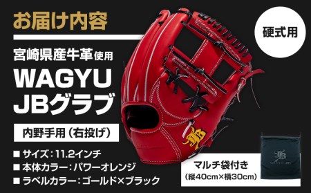 宮崎県産牛革使用 WAGYU JB 硬式用 グラブ 内野手用 JB-006T(パワーオレンジ/右投げ用)