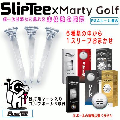 ふるさと納税 摂津市 SlipTee x Marty Golf コラボ　透明ゴルフティー 試打用ゴルフボール3球付