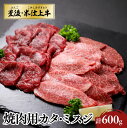 【ふるさと納税】焼肉 BBQ 大分県産 牛肉 カタ ミスジ ウデ 肉 600g 部位 セット 「豊後 ・ 米仕上牛」 豊後高田市産 ブランド牛