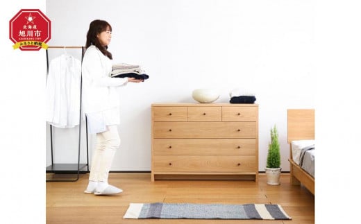 旭川家具　山室家具製作所　プロトNo.801チェスト(4段)　 ナラ 【 国産 無垢 インテリア 木製 収納 ナチュラル キャビネット チェスト リビング ダイニング 北海道 】 _01967