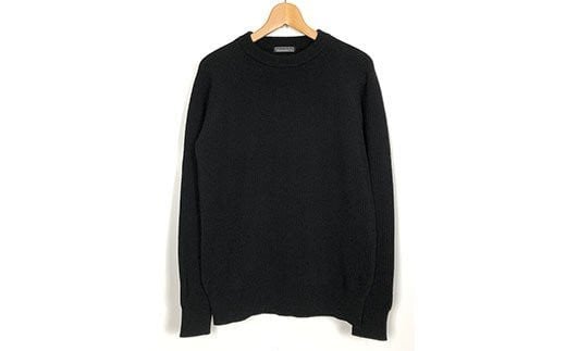 【阿部ニット】《ブラック》両あぜ編みミドルゲージニット（ウール100%）Mサイズ  服 ファッション F20C-359