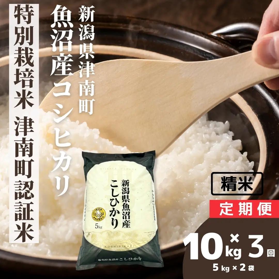 令和8年産 先行予約 魚沼産コシヒカリ 特別栽培 津南町認証米 5kg2袋×3か月連続お届け | 30キロ 津南町 魚沼