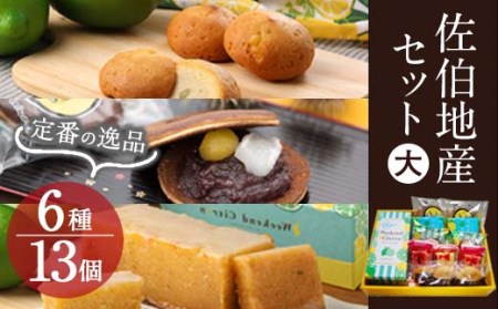 佐伯地産セット・大 (合計13個・6種)レモンケーキ どらやき ブラウニー 小豆 スイーツ スウィーツ 菓子 焼き菓子 和菓子 洋菓子 おやつ 詰め合わせ セット 個装 大分県 佐伯市【ER016】【古川製菓】